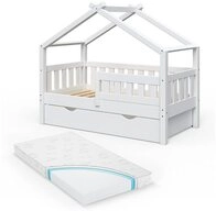 VitaliSpa&reg; Hausbett Design, Wei&szlig;, 70x140 cm mit Schublade und Matratze (2-tlg)