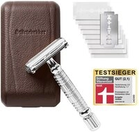 St&ouml;rtebekker Rasierhobel Herren - Silber - im handgefertigten Lederetui inkl. 10