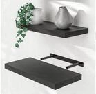Casaria Wandboard, Schwarz H&auml;ngeregal mit Halterung 15kg Tragkraft K&uuml;che Matt 50cm