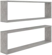 vidaXL Wandregal, W&uuml;rfelregale 2 Stk. Betongrau 100x15x30 cm Holzwerkstoff