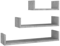 vidaXL Wandregal, Regal 3 Stk. Betongrau Holzwerkstoff