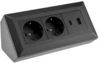 ChiliTec Aufputz-Steckdose 2-fach Steckdosenblock USB-A&C schwarz 250V~/ 16A