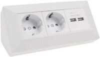ChiliTec Aufputz-Steckdose 2-fach Aufbau-Steckdosenblock + 2x USB, wei&szlig; matt