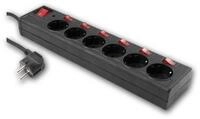 McPower Steckdose Steckdosenleist mit Einzelschaltung, 6-fach, schwa