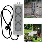 UNITEC Gartensteckdose Steckdosenleiste IP44 Outdoor 3-Fach Stein-Optik,