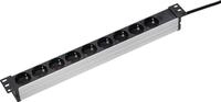 as - Schwabe Alu-Steckdosenleiste 9-fach, schwarz/silber, IP20 Steckdosenleiste