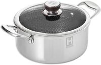 HENSSLERS Kochtopf, Edelstahl, &Oslash; 24 cm, 5,0 Liter, 3-Schicht Material mit