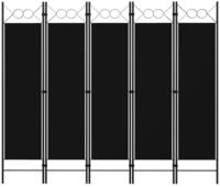 vidaXL Raumteiler 5-tlg. Raumteiler Schwarz 200 x 180 cm, 5-tlg.