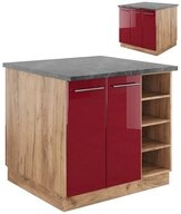 Vicco Unterschrank Fame-Line, Bordeaux Hochglanz/Eiche, 90 cm ohne Arbeitsplatte