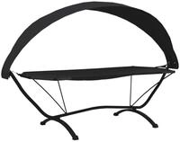vidaXL Bett Outdoor-Loungebett mit Dach Schwarz Stahl und Oxford-Stoff