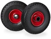relaxdays Sackkarren-Rad Sackkarrenrad Vollgummi im 2er Set, Schwarz-Rot