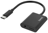 Hama 2in1 USB-C Audio-Adapter mit 3,5mm Klinke und Ladefunktion f&uuml;r HiFi