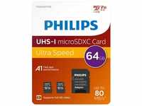 Philips FM64MP45D/00 Micro SD-Karte (USB 3.0, Lesegeschwindigkeit 80,00 MB/s,...