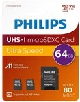 Philips FM64MP45D/00 Micro SD-Karte (USB 3.0, Lesegeschwindigkeit 80,00 MB/s, 2x 64