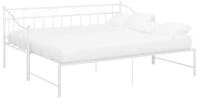 vidaXL Bettgestell, Ausziehsofa Bettrahmen Wei&szlig; Metall 90x200 cm