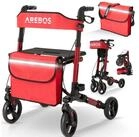 Arebos Rollator Aluminium faltbar 6-fach h&ouml;henverstellbar mit Tasche belastbar