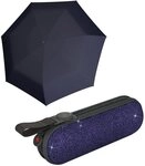 Knirps&reg; Taschenregenschirm X1 mini Damen-Schirm Glam navy im Glitzer-Etui, mit