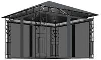 vidaXL Partyzelt Pavillon mit Moskitonetz & LED-Lichterkette 3x3x2,73m Anthrazit