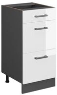 Vicco Unterschrank R-Line Wei&szlig; Hochglanz/Anthrazit 40 mit Schubladen ohne