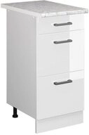 Vicco Unterschrank R-Line, Wei&szlig; Hochglanz/Wei&szlig;, 40 cm mit Schubladen, AP...
