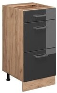 Vicco Unterschrank R-Line Anthrazit Hochglanz/Eiche 40cm, Schubladen, ohne