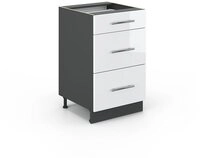 Vicco Unterschrank Fame-Line, Wei&szlig; Hochglanz/Anthrazit, 50 cm ohne...