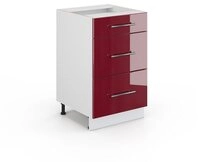 Vicco Unterschrank Fame-Line, Bordeaux Hochglanz/Wei&szlig;, 50 cm ohne Arbeitsplatte