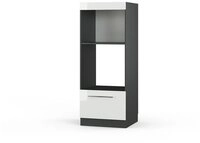 Vicco Mikrowellenumbauschrank Fame-Line, Wei&szlig; Hochglanz/Anthrazit, 60 cm offen