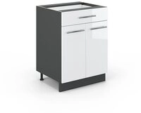Vicco Unterschrank Fame-Line, Wei&szlig; Hochglanz/Anthrazit 60cm, ohne Arbeitsplatte