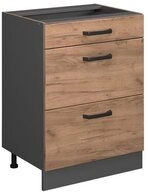 Vicco Unterschrank R-Line Goldkraft Eiche/Anthrazit 60cm, Schubladen, ohne