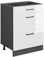 Vicco Unterschrank R-Line Wei&szlig; Hochglanz/Anthrazit 60 mit Schubladen ohne