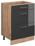 Vicco Unterschrank R-Line Anthrazit Hochglanz/Eiche 60cm, Schubladen, ohne