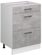 Vicco Unterschrank R-Line, Beton/Wei&szlig;, 60 cm mit Schubladen, ohne Arbeitsplatte