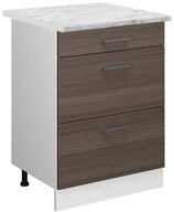 Vicco Unterschrank R-Line, Grau/Wei&szlig;, 60 cm mit Schubladen, AP Marmor (1-St)