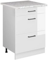 Vicco Unterschrank R-Line, Wei&szlig; Hochglanz/Wei&szlig;, 60 cm mit Schubladen, AP...