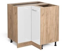 Vicco Eckunterschrank R-Line, Wei&szlig; Hochglanz/Goldkraft Eiche, 75.6 cm ohne