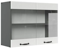 Vicco Glash&auml;ngeschrank R-Line, Wei&szlig; Landhaus/Anthrazit, 80 cm (1-St)