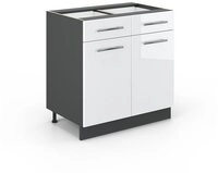 Vicco Unterschrank Fame-Line, Wei&szlig; Hochglanz/Anthrazit, 80 cm ohne...