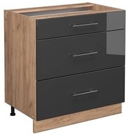 Vicco Unterschrank Fame-Line Anthrazit Hochglanz/Eiche 80cm, ohne Arbeitsplatte