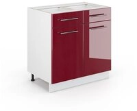 Vicco Unterschrank Fame-Line, Bordeaux Hochglanz/Wei&szlig;, 80 cm ohne Arbeitsplatte