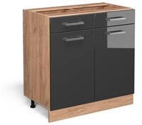 Vicco Unterschrank R-Line, Anthrazit Hochglanz/Goldkraft Eiche, 80 cm ohne