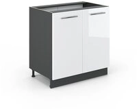 Vicco Unterschrank Fame-Line, Wei&szlig; Hochglanz/Anthrazit, 80 cm ohne...