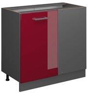 Vicco Eckunterschrank R-Line, Rot Hochglanz/Anthrazit, 86 cm ohne Arbeitsplatte