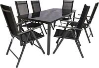 VCM Garten-Essgruppe 7 tlg. Alu Glas Tisch Gartenset Sitzgruppe 189SW, (Set, 7-tlg.,