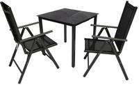 VCM Garten-Essgruppe 3 tlg Alu Glas Gartenset Tisch Sitzgruppe 80SW, (Set, 3-tlg., 1x