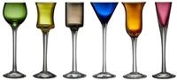 LYNGBY-GLAS Schnapsglas Schnappsglas Glas bunt Set6, Durchgef&auml;rbtes Glas,