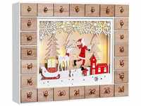 Spielwerk Adventskalender Weihnachtsmann Holz LED
