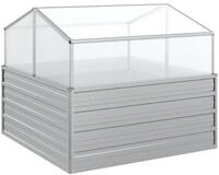 vidaXL Hochbeet, Garten-Hochbeet mit Gew&auml;chshaus 100x100x85 cm Silber