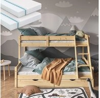 VitaliSpa&reg; Etagenbett Everest, Naturholz, 140x200 / 90x200 cm mit 2 Matratzen und 2