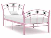 vidaXL Bett Einzelbett mit Fußball-Design Rosa Metall 90x200 cm